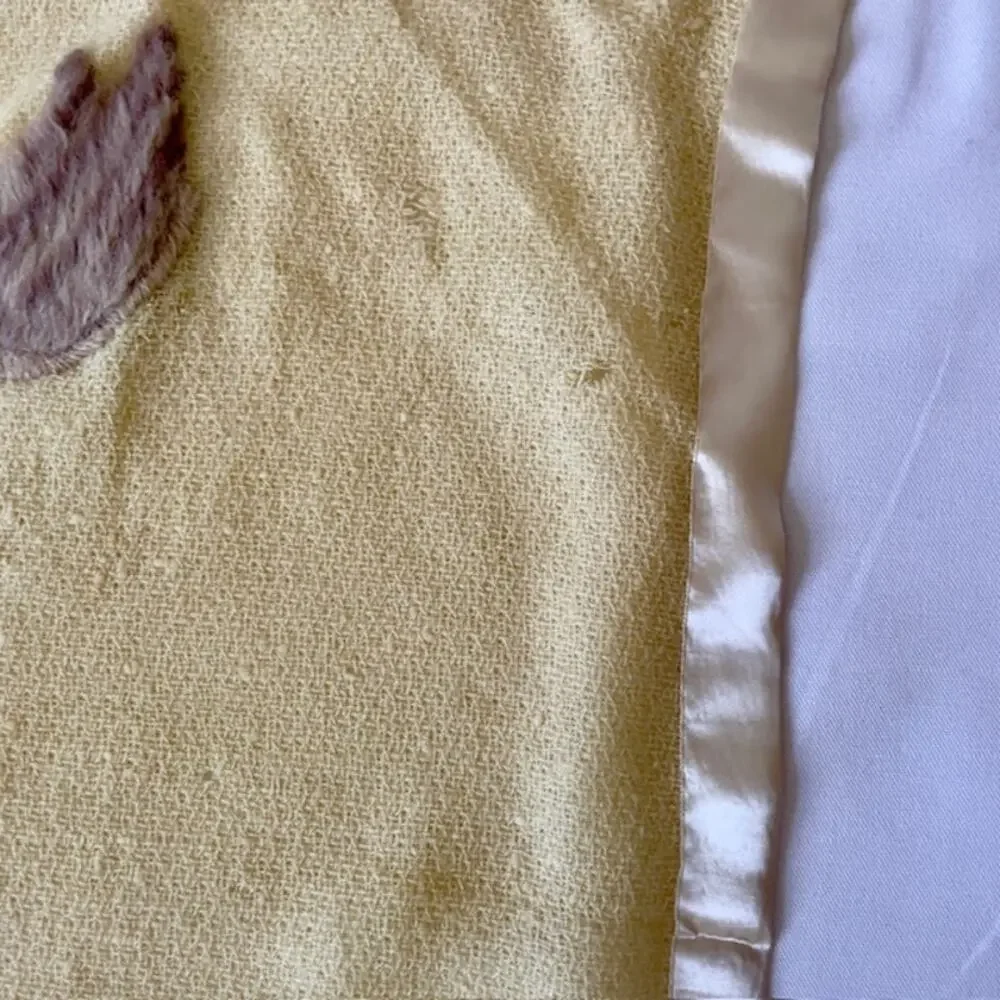 Vintage Embroidered Baby Blanket 33x51 Storybook Nursery Decor Heirloom